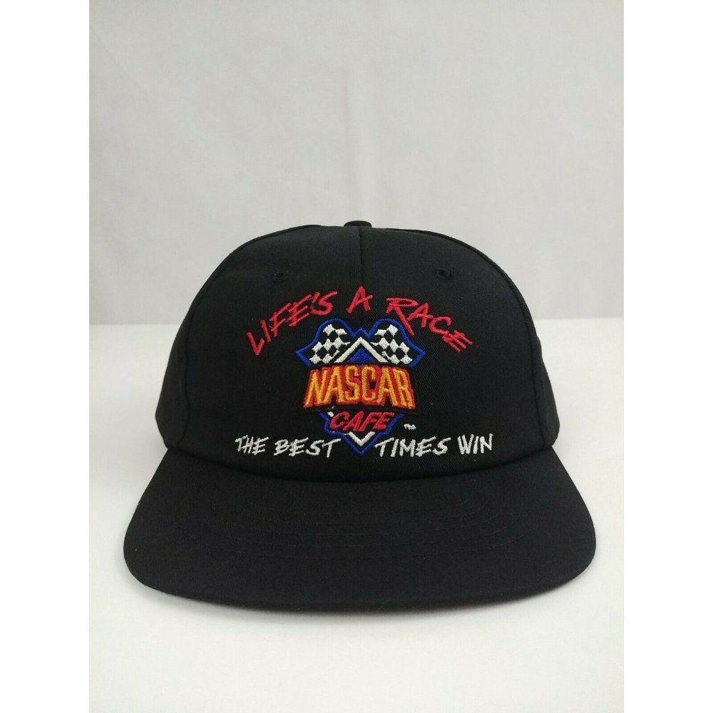 Vintage Nascar Cafe Life's A Race The Best Times Win Snapback Baseball Cap